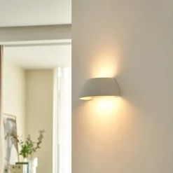 Aplique de pared Felia de Lindby, blanco, yeso, 24 cm, E14