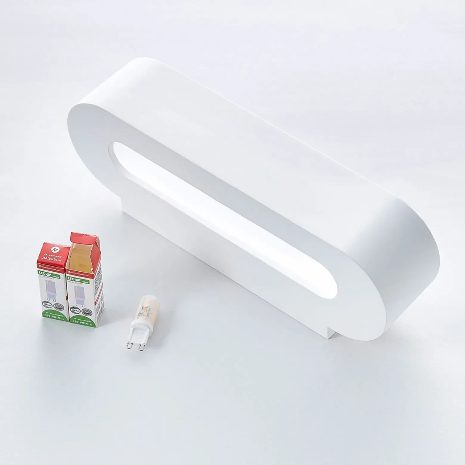 Aplique de pared Fioni de Lindby, blanco, yeso, G9, 6,5 cm, se puede pintar