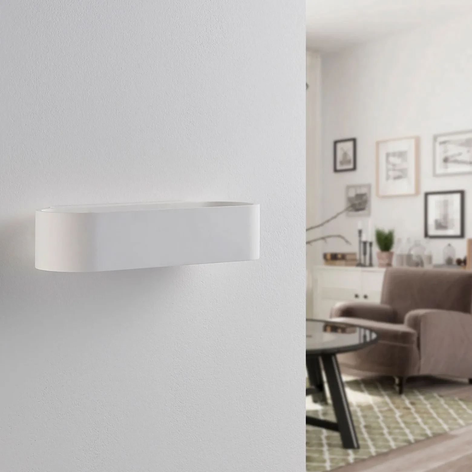 Aplique de pared Fioni de Lindby, blanco, yeso, G9, 6,5 cm, se puede pintar