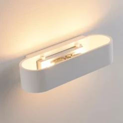 Aplique de pared Fioni de Lindby, blanco, yeso, G9, 6,5 cm, se puede pintar