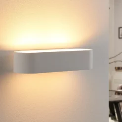 Aplique de pared Fioni de Lindby, blanco, yeso, G9, 6,5 cm, se puede pintar