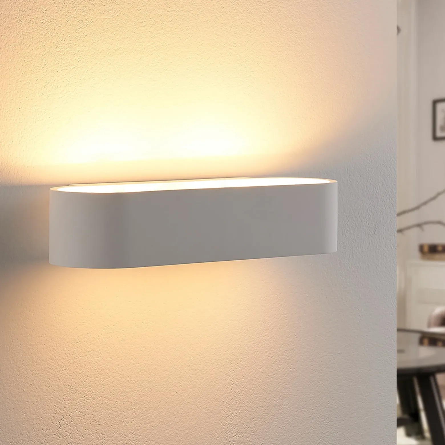 Aplique de pared Fioni de Lindby, blanco, yeso, G9, 6,5 cm, se puede pintar
