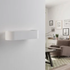 Aplique de pared Fioni de Lindby, blanco, yeso, G9, 6,5 cm, se puede pintar