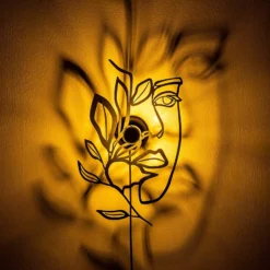 Aplique de pared Flower Faced, negro, metal, 54 x 34 cm, enchufe