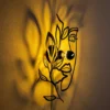 Aplique de pared Flower Faced, negro, metal, 54 x 34 cm, enchufe