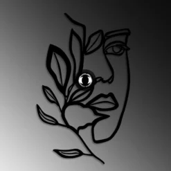 Aplique de pared Flower Faced, negro, metal, 54 x 34 cm, enchufe