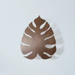 Aplique de pared Folah, nogal, 40 x 35 cm, forma de hoja