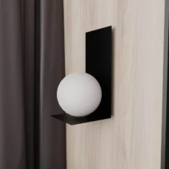 Aplique de pared forma 5, 15 cm x 30 cm, negro/ópalo