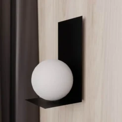 Aplique de pared forma 5, 15 cm x 30 cm, negro/ópalo