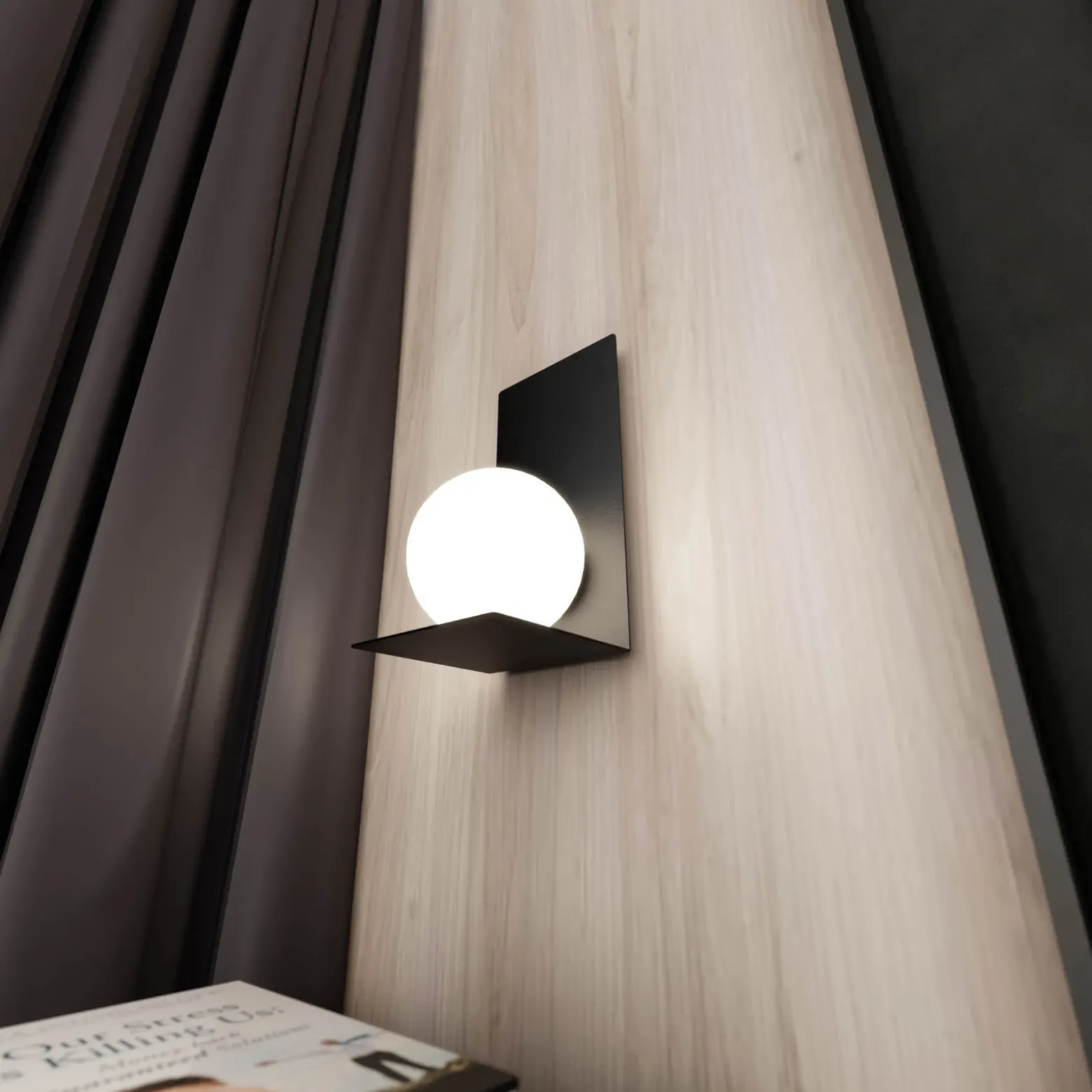 Aplique de pared forma 5, 15 cm x 30 cm, negro/ópalo