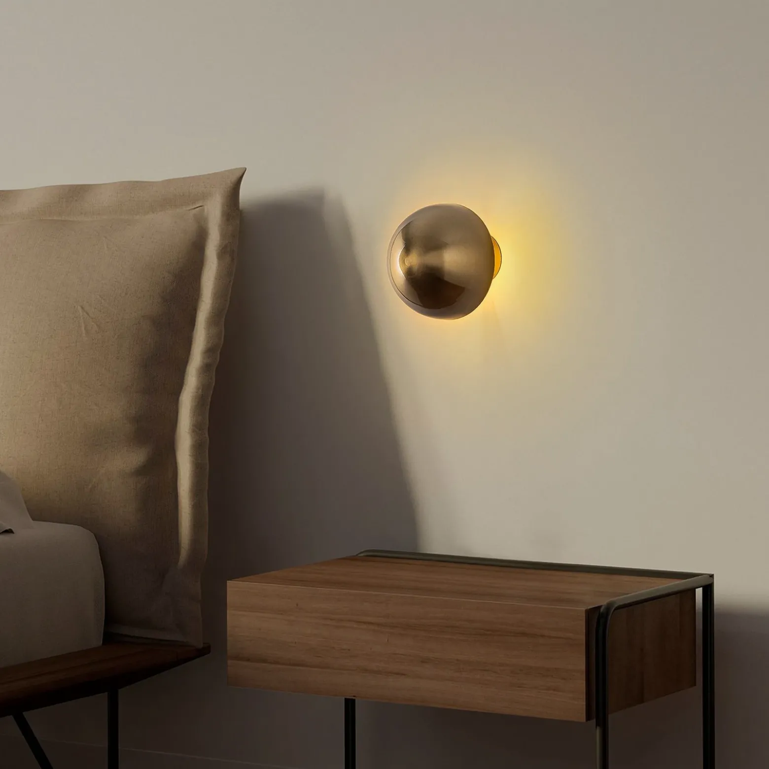 Aplique de pared Fungal 13361, dorado, metal, Ø 16 cm
