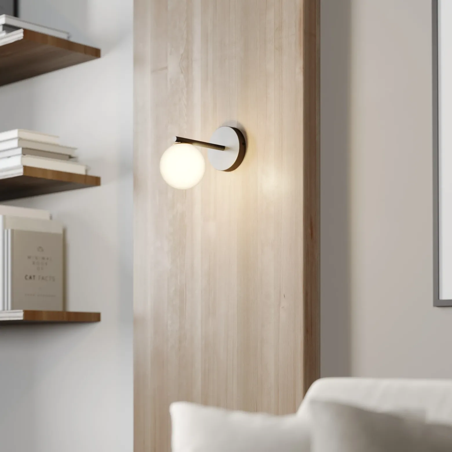 Aplique de pared Gama en negro con bola de cristal