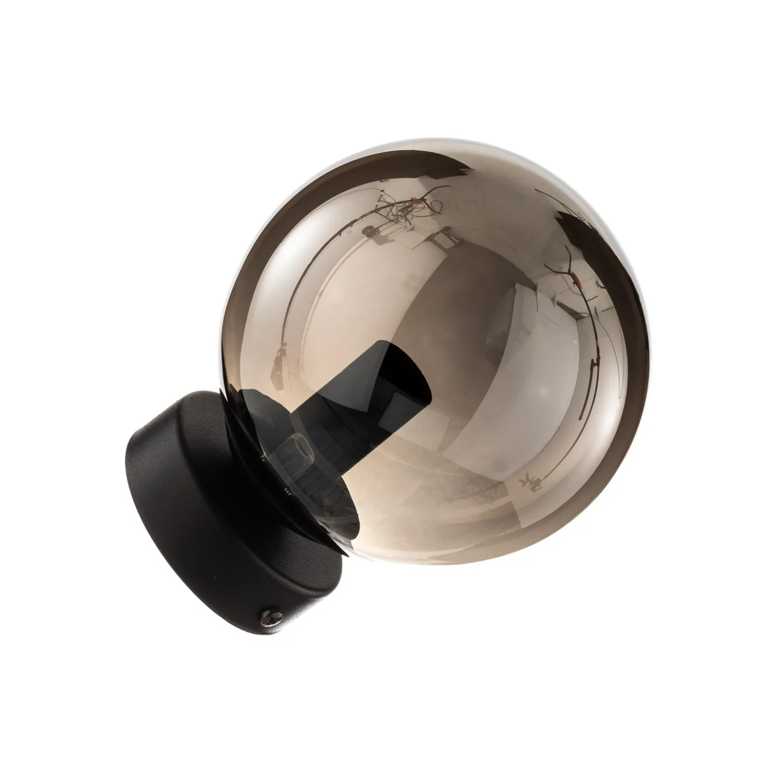 Aplique de pared Glassy, negro, grafito, cristal, E14, Ø 14 cm