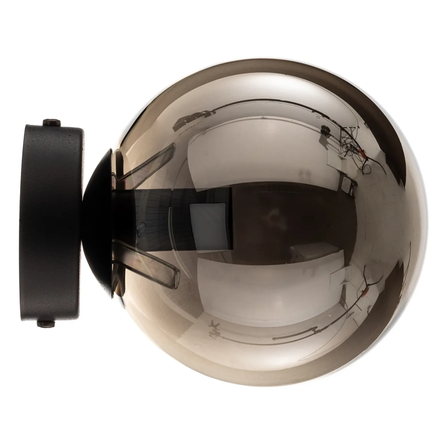 Aplique de pared Glassy, negro, grafito, cristal, E14, Ø 14 cm