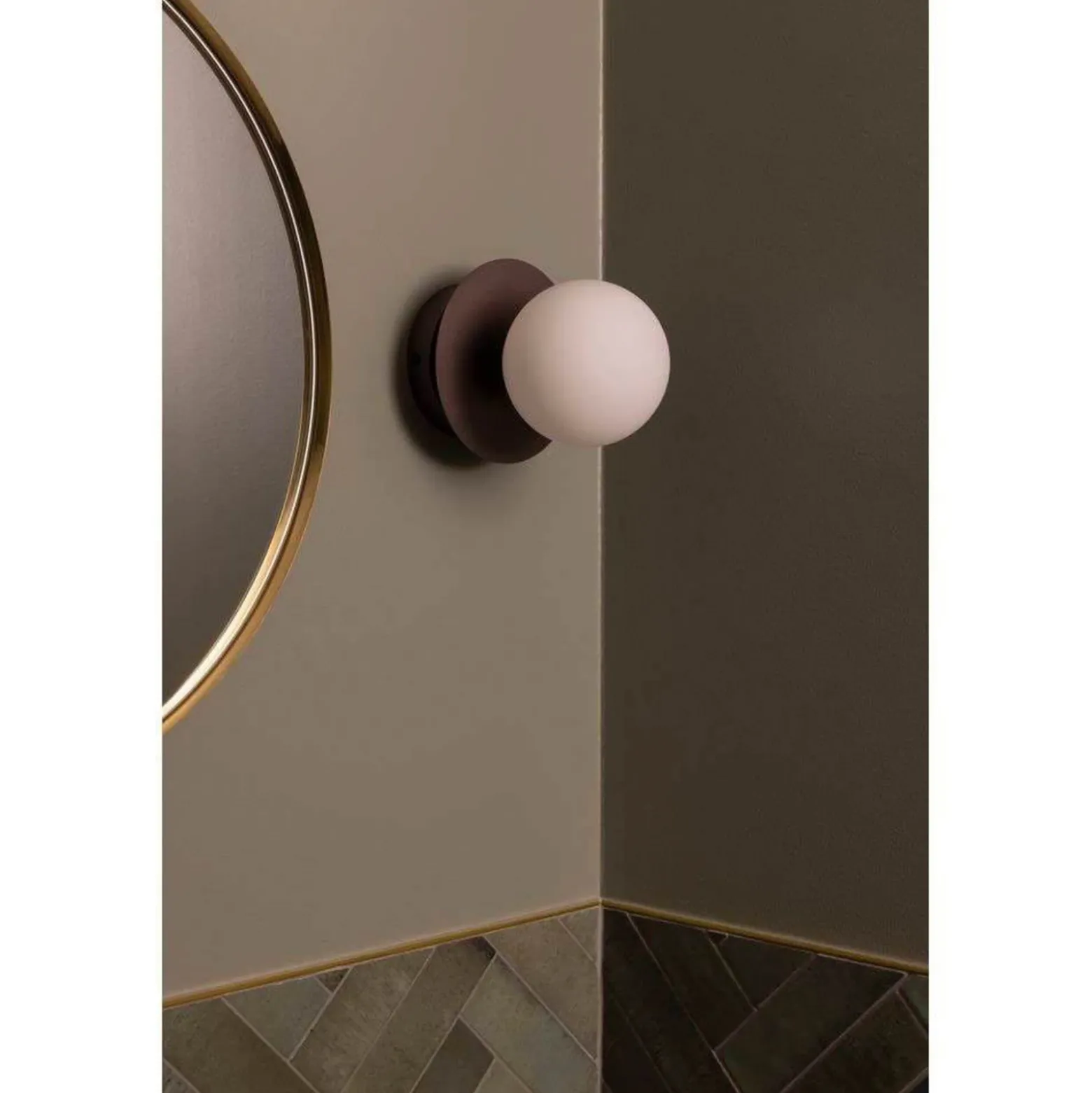 Aplique de pared Globen Lighting ART DECO, bronce/blanco Ø 16 cm IP44