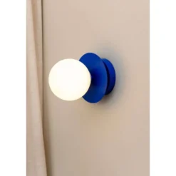 Aplique de pared Globen Lighting ART DECO, azul/blanca, Ø 16 cm, IP44