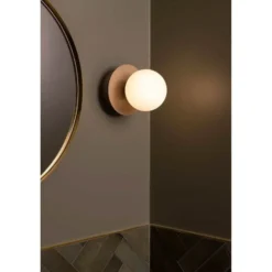 Aplique de pared Globen Lighting ART DECO, beige/blanco Ø 16 cm IP44