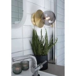 Aplique de pared Globen Lighting ART DECO, latón/gris Ø 16 cm IP44