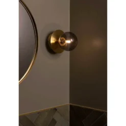 Aplique de pared Globen Lighting ART DECO, latón/gris Ø 16 cm IP44