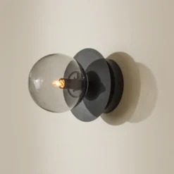 Aplique de pared Globen Lighting ART DECO, negro/gris Ø 16 cm IP44