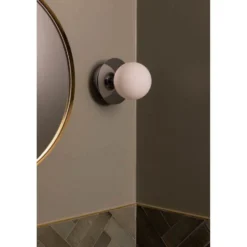 Aplique de pared Globen Lighting ART DECO, cromada/blanca Ø 16 cm IP44