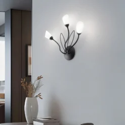 Aplique de pared Gloriosa, negro, cristal, 3 luces