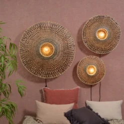 Aplique de pared GOOD & MOJO Bali de bambú, Ø 87 cm