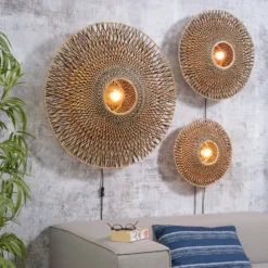 Aplique de pared GOOD & MOJO Bali de bambú, Ø 87 cm