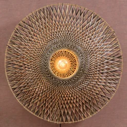 Aplique de pared GOOD & MOJO Bali de bambú, Ø 87 cm