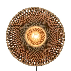 Aplique de pared GOOD & MOJO Bali de bambú, Ø 44 cm