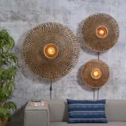 Aplique de pared GOOD & MOJO Bali de bambú, Ø 44 cm
