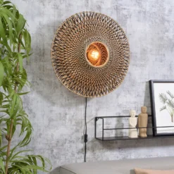 Aplique de pared GOOD & MOJO Bali de bambú, Ø 60 cm