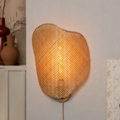 Aplique de pared GOOD & MOJO Kinabalu, color natural, 50 cm, con enchufe de