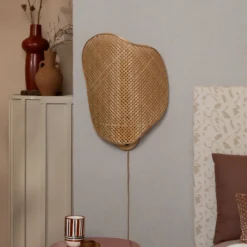 Aplique de pared GOOD & MOJO Kinabalu, color natural, 50 cm, con enchufe de