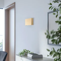 Aplique de pared Haga, dorado, metal, 25 cm de ancho, G9