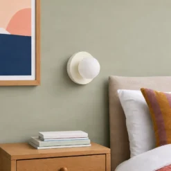 Aplique de pared Harriet de Lindby, beige/blanco, cerámica, Ø 22 cm, G9