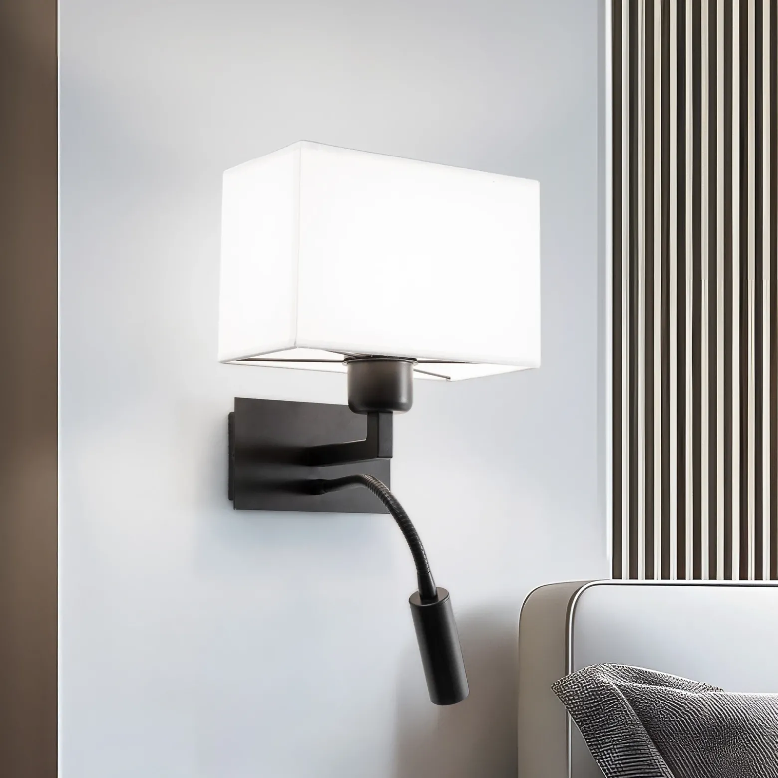 Aplique de pared Harry, angular, negro/negro/blanco