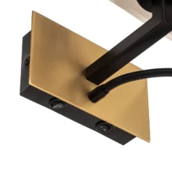 Aplique de pared Harry, latón/negro/blanco, 22 cm, angular