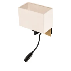 Aplique de pared Harry, latón/negro/blanco, 22 cm, angular