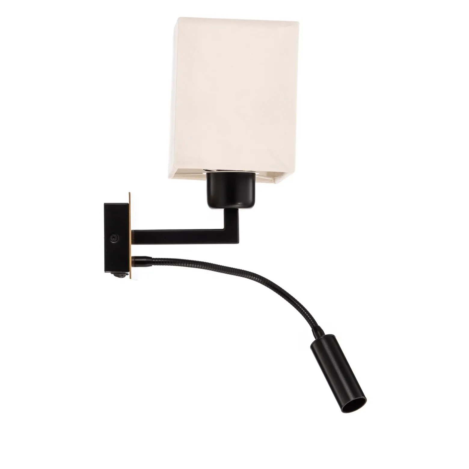 Aplique de pared Harry, latón/negro/blanco, 22 cm, angular