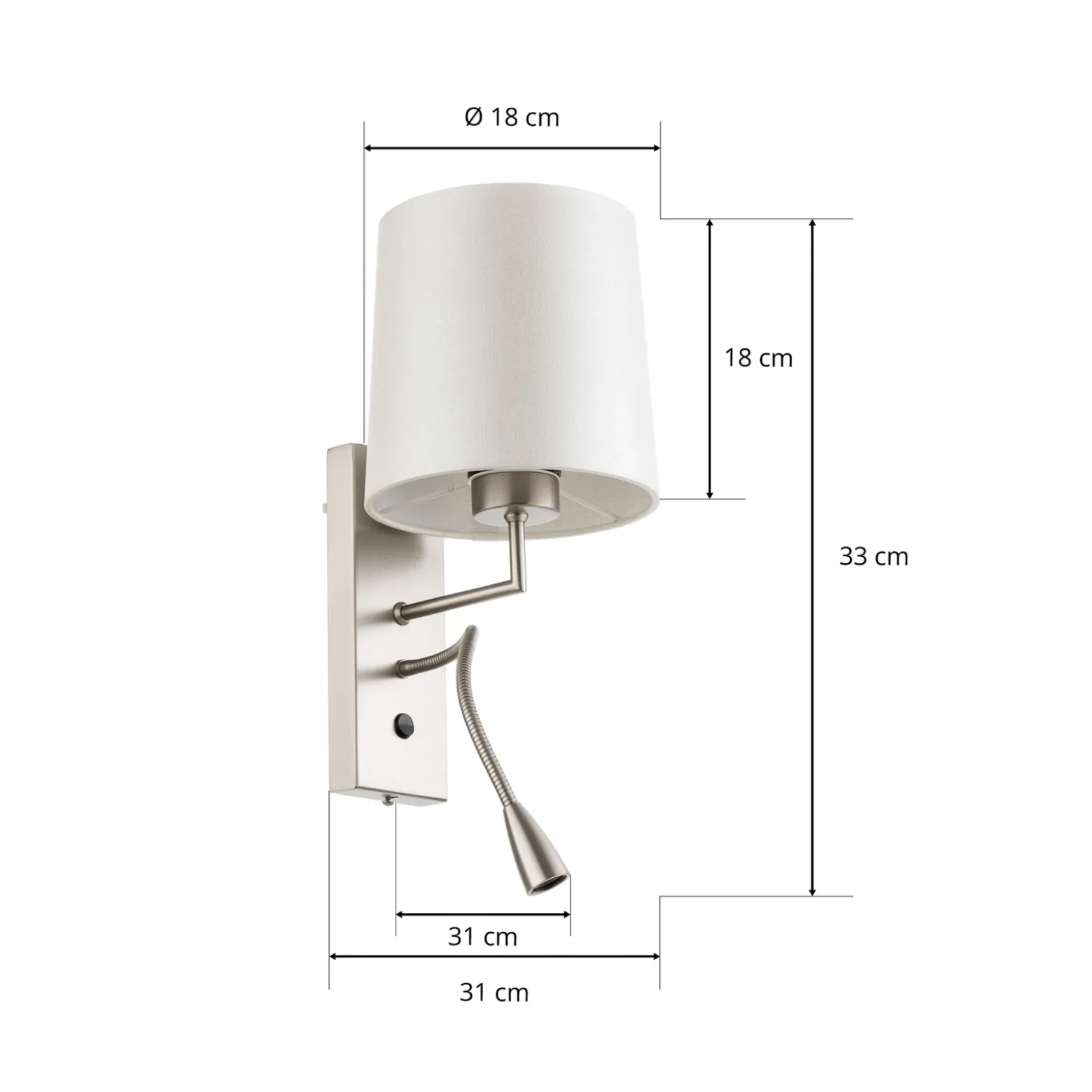 Aplique de pared Havanna con brazo de lectura LED blanco crema
