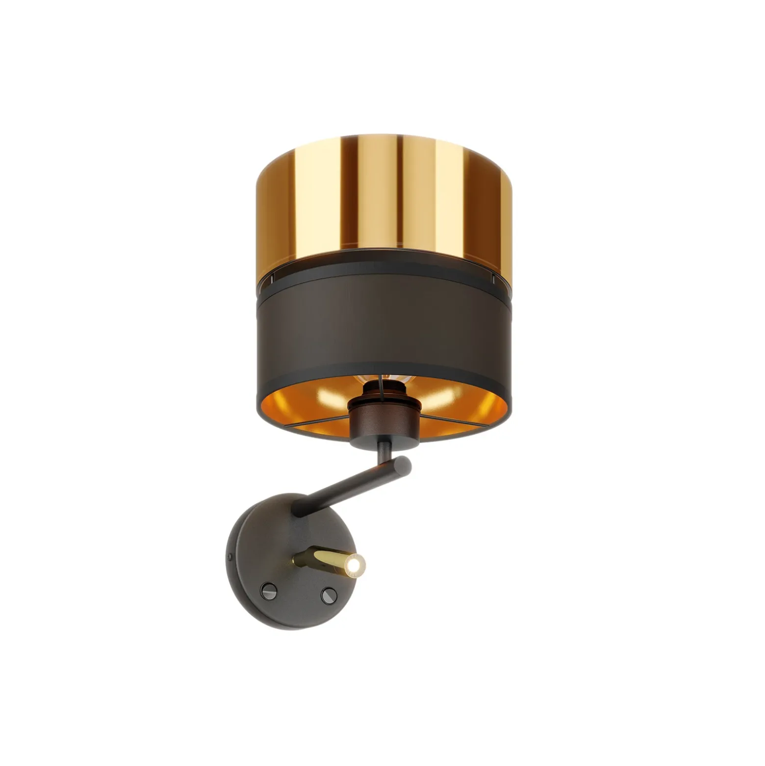 Aplique de pared Hilton negro/dorado con brazo de lectura LED