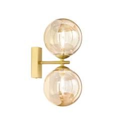 Aplique de pared HONEY, altura 34 cm, color latón/crema, 2 luces.