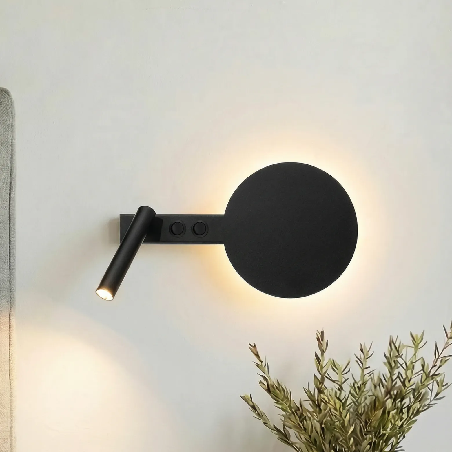 Aplique de pared Hotel Mood B, negra, metal, G9