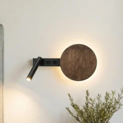 Aplique de pared Hotel Mood, negro/marrón, metal, madera, G9
