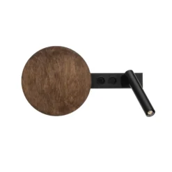 Aplique de pared Hotel Mood, negro/marrón, metal, madera, G9