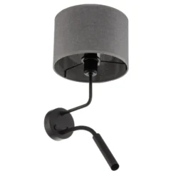 Aplique de pared Hotel Plus con brazo de lectura, gris