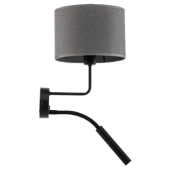 Aplique de pared Hotel Plus con brazo de lectura, gris