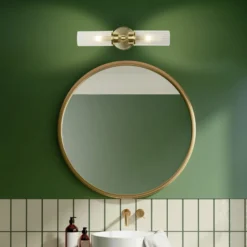Aplique de pared Imperial, latón, 2 luces, acero, cristal, IP44