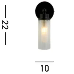 Aplique de pared Imperial, negro, 1 luz, acero, cristal, IP44